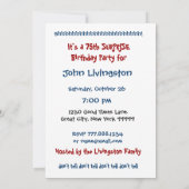 Invitation 75e SURPRISE Anniversaire Blue Stars Zip Your Lip (Dos)