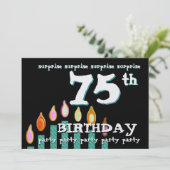 Invitation 75e SURPRISE Anniversaire Chandelles Turquoises (Debout devant)
