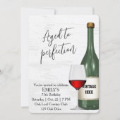 Invitation 75th Birthday Party Red Wine Glass and Bottle (Devant)