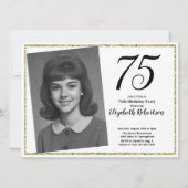 Invitation 75th Custom Photo White and Gold  (Devant)