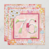 Invitation 76e anniversaire style scrapbooking (Devant / Derrière)