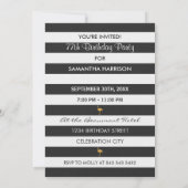 Invitation 77e anniversaire Flamant rose d'or noir blanc rayu (Dos)