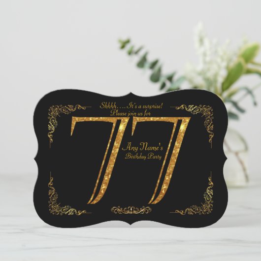 Invitation 77e, fête d'anniversaire 77e, grand Gatsby, noir e (Debout devant)