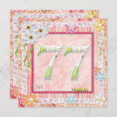 Invitation 77ème anniversaire style scrapbooking (Devant / Derrière)