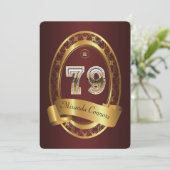 Invitation 79e anniversaire, homme de fête, couleur élégante (Debout devant)