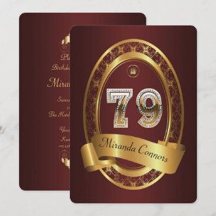 Invitation 79e anniversaire, homme de fête, couleur élégante