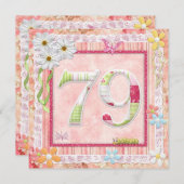 Invitation 79e anniversaire style scrapbooking (Devant / Derrière)