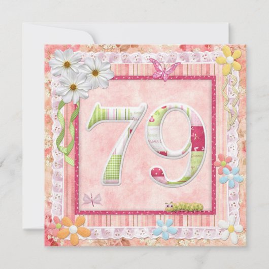 Invitation 79e anniversaire style scrapbooking (Devant)