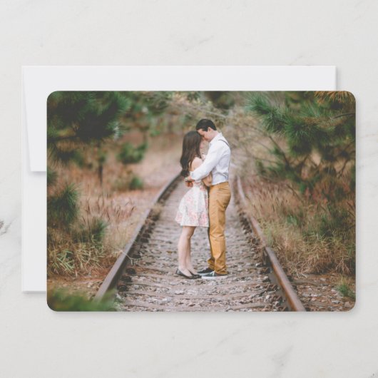 Invitation 7 Photo Couples Fête des mariées Chic Script Moder (Dos)