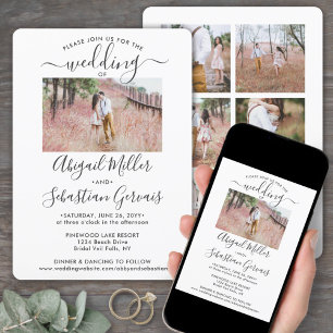 Invitation 7 Photo Simple Moderne Calligraphie Mariage élégan