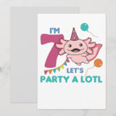 Invitation 7e anniversaire Axolotl Sept ans douces Axolotls (Devant / Derrière)