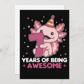 Invitation 7e anniversaire Axolotl Sept ans douces Axolotls (Devant / Derrière)