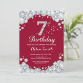 Invitation 7e anniversaire Bourgogne Rouge et Diamant Argent (Debout devant)