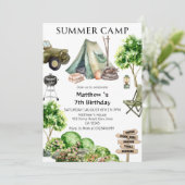 Invitation 7e anniversaire Boy Summer Camp Party (Debout devant)