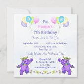 Invitation 7e anniversaire de la Princess Bear Balloons (Dos)