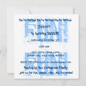 Invitation 7e anniversaire de l'enfant Bleu blanc 7 ans 007 (Dos)