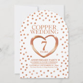 Invitation 7e anniversaire de mariage de cuivre coeur (Devant)