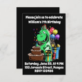 Invitation 7e anniversaire, dinosaure, anniversaire, pour gar (Devant / Derrière)