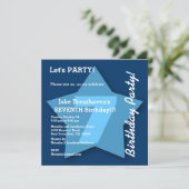 Invitation 7e anniversaire ENFANTS Sept ans Big Blue Star K07 (Debout devant)