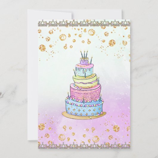 Invitation 7e anniversaire fille princesse Cupcake Ballons (Dos)