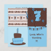 Invitation 7e anniversaire : Garçon :Invitation (Devant / Derrière)