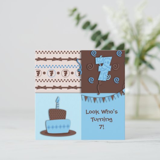 Invitation 7e anniversaire : Garçon :Invitation (Debout devant)
