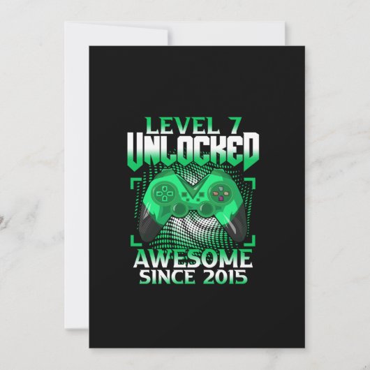 Invitation 7e anniversaire Jeu vidéo garçon niveau 7 déverrou (Devant)
