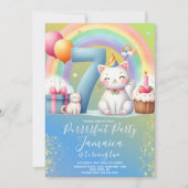 Invitation 7e anniversaire Kitten Rainbow Party (Devant)