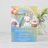 Invitation 7e anniversaire Kitten Rainbow Party (Debout devant)