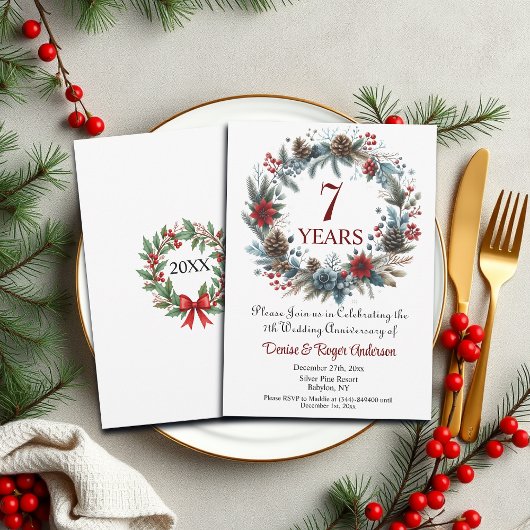 Invitation 7e anniversaire Mariage hiver
