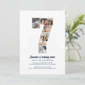 Invitation 7e anniversaire Numéro 7 Collage photo personnalis (Debout devant)