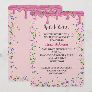 Invitation 7e Anniversaire Pink Icing Et Sprinkings