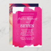 Invitation 7e anniversaire rose (Devant / Derrière)