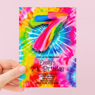 Invitation 7e Anniversaire Tie Dye