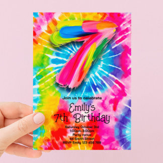 Invitation 7e Anniversaire Tie Dye