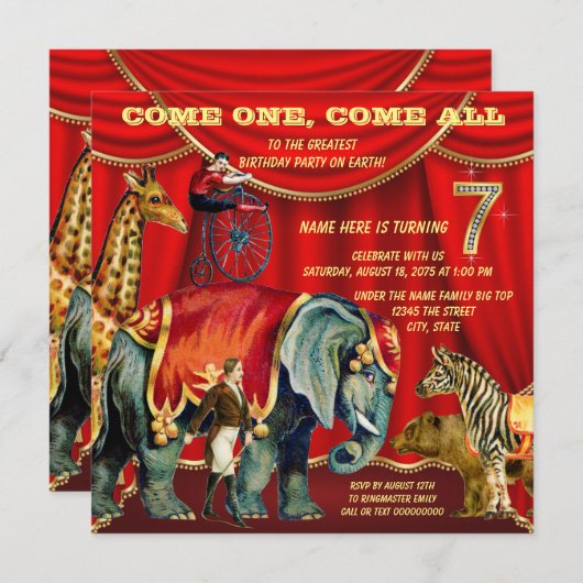 Invitation 7e fête d'anniversaire (Devant / Derrière)