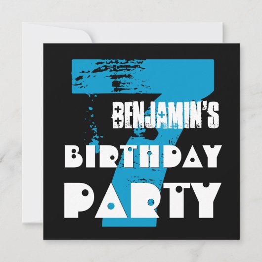 Invitation 7e fête d'anniversaire Grunge Design de 7 ans (Devant)