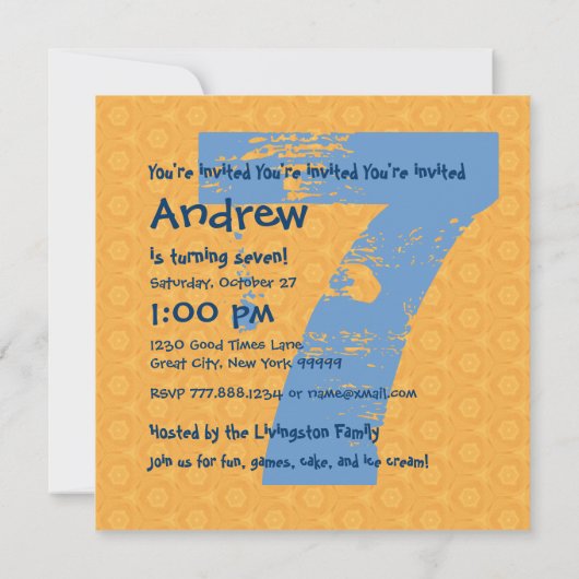 Invitation 7e fête d'anniversaire Grunge Design V2 (Dos)