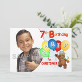 Invitation 7e fête d'anniversaire Royal Teddy Bear (Debout devant)