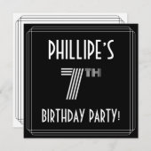 Invitation 7e fête d'anniversaire : Style Art Déco avec Nom p (Devant / Derrière)