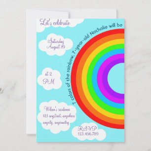 Invitation 7ème anniversaire 7 couleurs arc-en-ciel