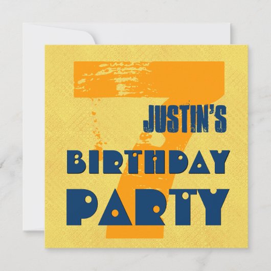 Invitation 7ème Fête d'anniversaire conception grunge de 7 (Devant)