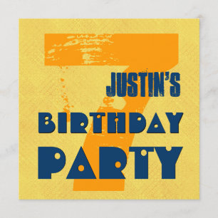 Invitation 7ème Fête d'anniversaire conception grunge de 7