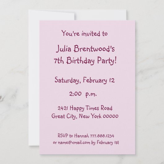 Invitation 7ème modèle W1171 de robe de ROSE de fête (Dos)