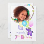 Invitation 7ème Princesse Bear Custom Photo de fête (Devant / Derrière)