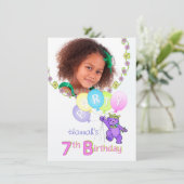 Invitation 7ème Princesse Bear Custom Photo de fête (Debout devant)