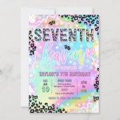 Invitation 7th Heaven Rainbow Leopard Print 7th Birthday  (Devant)