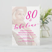 Invitation 80 and Fabulous Birthday Pink Photo Overlay Script (Debout devant)