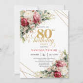 Invitation 80 ans Blush Burgundy Verdure Intempore (Devant)