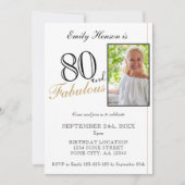Invitation 80 ans et Fabuleux Élégant Script Photo Anniversai (Devant)